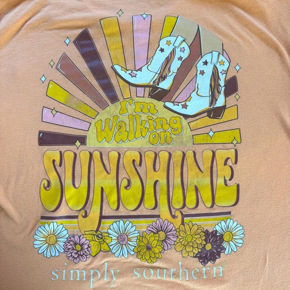 Large Simply Southern Long Sleeve Orange Shirt